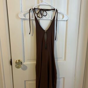 Brown Halter Mini Dress